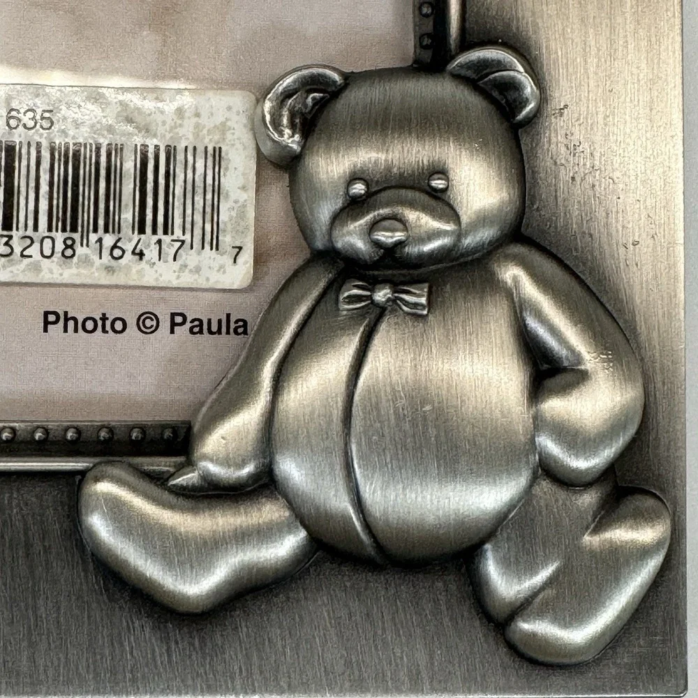 NEW Burnes Of Boston Pewter 3.5 x 5 Picture Frame Teddy‎ Bear Child Baby Nursery